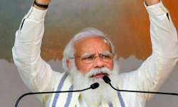 PM Modi at a poll rally.