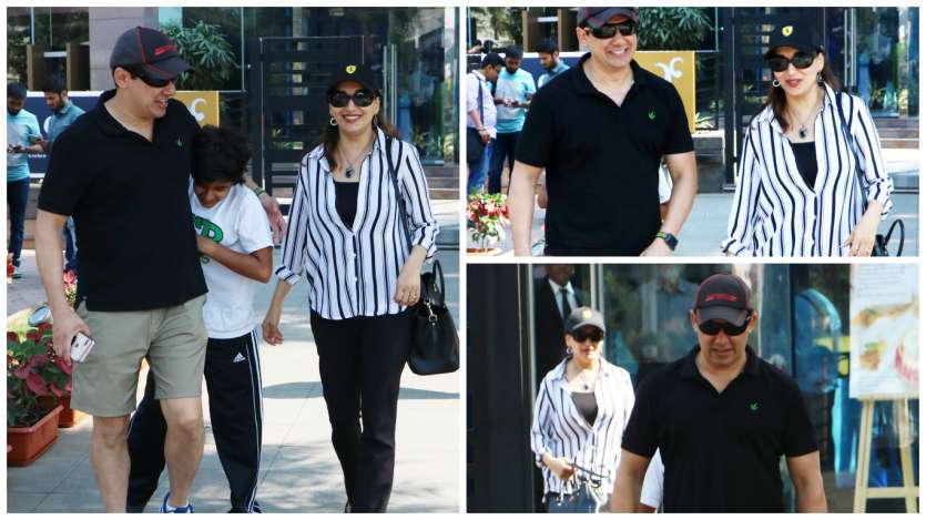 It is a treat to eyes whenever dhak-dhak girl Madhuri Dixit is spotted with her husband Sriram Madhav Nene. Recently the actress went on a lunch date with her family. Check out pictures.