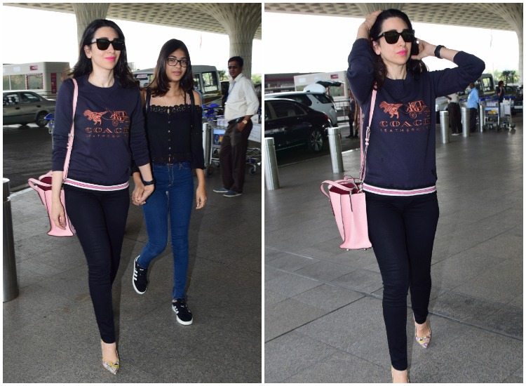 Veteran actress Karisma Kapoor was spotted with  daughter Samiera Kapoor at the Mumbai airport today.