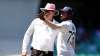 Mohammed Siraj of India stops play to make a formal