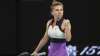 Romania's Simona Halep celebrates a point win over Poland's
