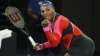 United States' Serena Williams reacts after winning a point