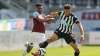 Newcastle's Joelinton, right, battles for the ball with