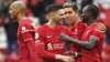 Liverpool's Sadio Mane, right, celebrates scoring his sides