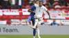 England's Ben White, left, challenges for the ball with