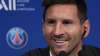 Lionel Messi attends a press conference Wednesday, Aug. 11,
