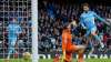 Manchester City's Bernardo Silva, right, scores his team third goal during the English Premier Leagu