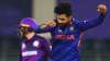 India spinner Ravindra Jadeja exults after taking a Scotland wicket during T20 World Cup Super 12 Gr