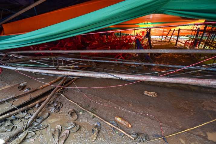 The scene after a makeshift tent collapsed during Prime