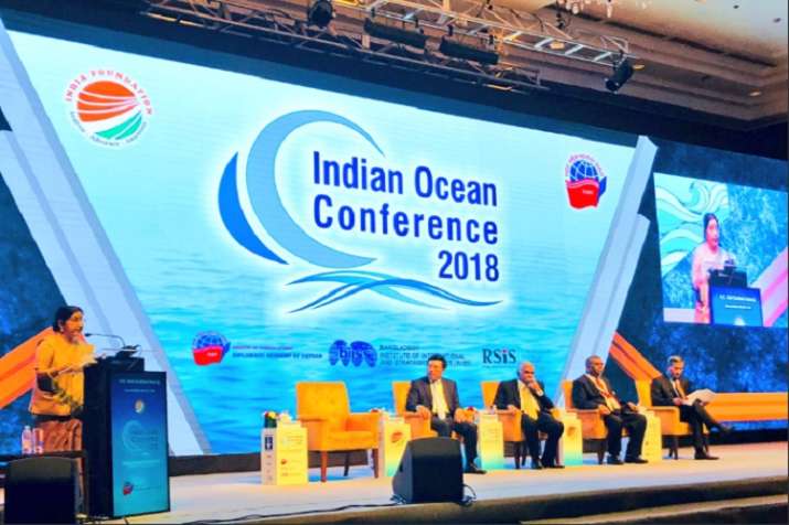 Sushma Swaraj addressing Indian Ocean Conference in Hanoi,