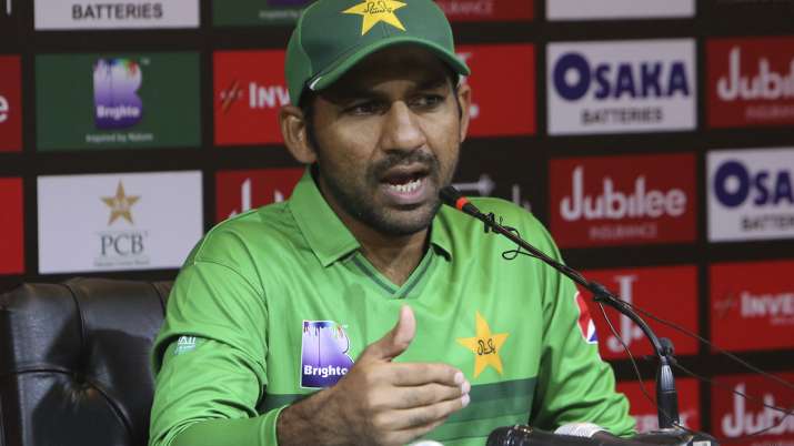 Pakistani captain Sarfaraz Ahmed speaks to reporters ahead